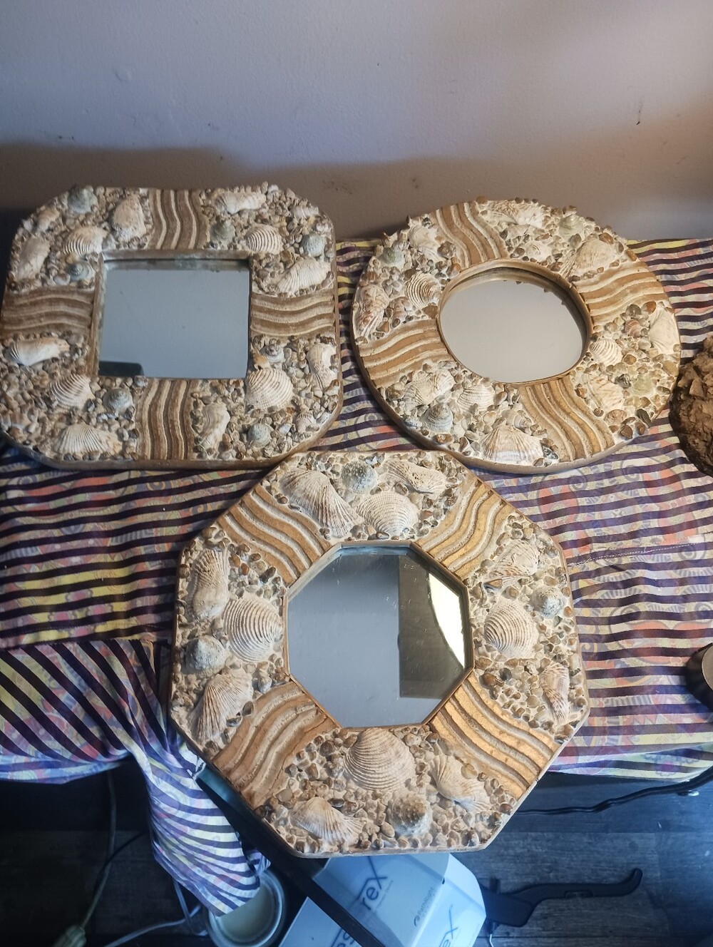 Vintage Sea Shell Mirrors  Lot of 3 10 x 11"